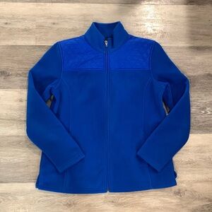 Talbots cobalt blue fleece jacket petite small